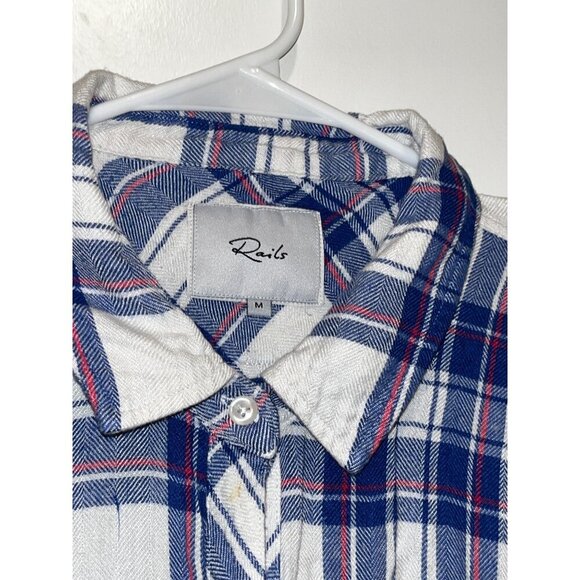 Rails Blue & Red Plaid Button-Up Collared Neck Long-Sleeve Women's Shirt M - Picture 3 of 7